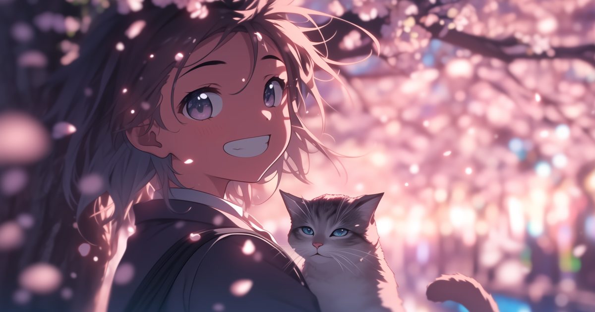 春の桜と微笑む少女｜Niji Journeyで描く幻想的なAIイラスト